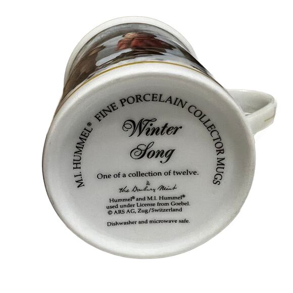 NWOB Danbury Mint M.L. Hummel December Birthdate Winter Song Mug Cup - Picture 4 of 4